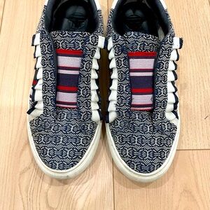 Tory Sport Navy White Red Patterned Slip-On Sneakers